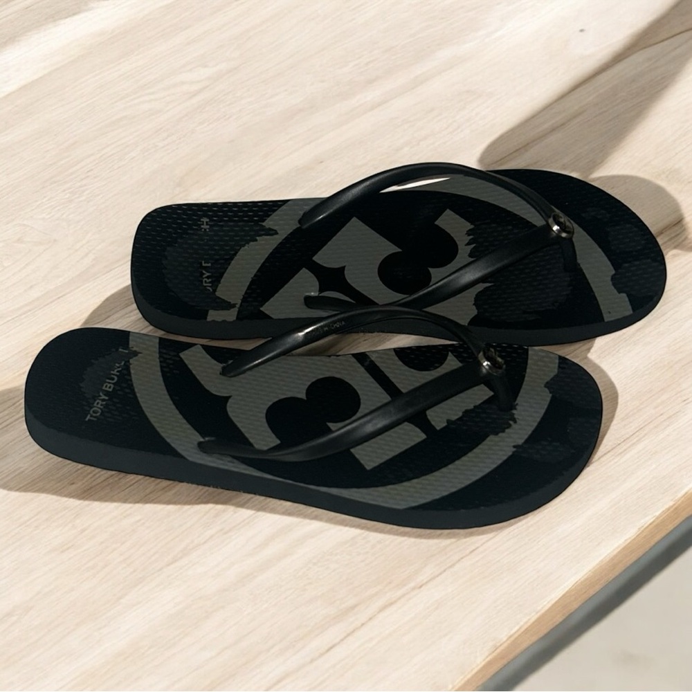 Tory Burch Black and Gray Sandals